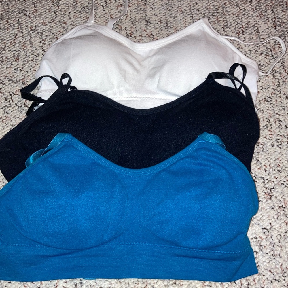 Women's Intimates Set - White, Black, and Blue Amazon Sports Bras